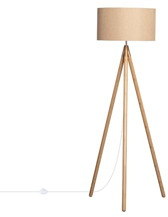LEDKIA Stehlampe aus Holz und Stoff Wolby Beige | Fassung E27