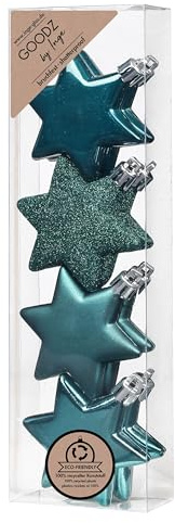 Inge-glas Christbaumschmuck Kunststoff 6cm 8 Stück Set Sterne Weihnachtsbaumschmuck Petrol türkis Emerald