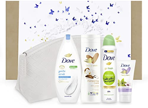 Dove, Cofanetto Detox Beauty, Contiene Docciaschiuma Gentle Scrub, Crema Mani al The Matcha, Crema Corpo al Burro di Karitè e Vaniglia, Antitraspirante Cetriolo e Tè Verde, Idea Regalo Donna