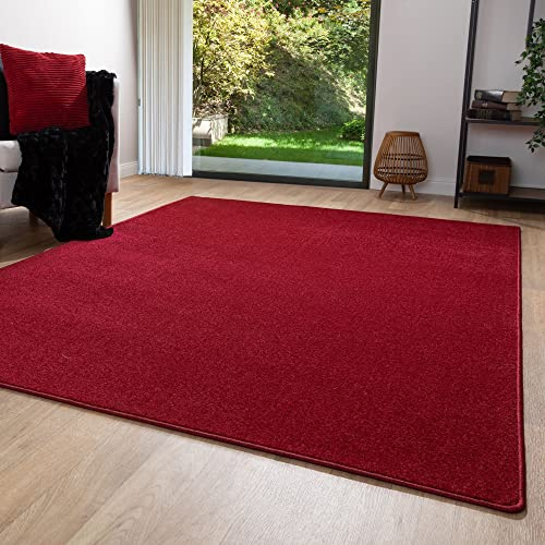 Steffensmeier Kurzflor Teppich Ibiza | Wohnzimmerteppich | Stilvoll | Pflegeleicht | Jugendteppich | Rot, Größe: 240x240 cm