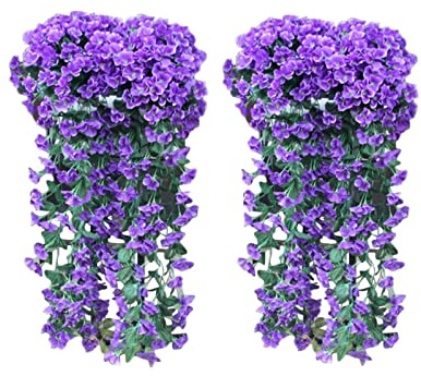 Yeehliny Künstlich Hängende Blumen, Blauregen Hängende Kunstblumen für Hochzeit Haus Dekoration Violette Blumen Wand Glyzinien Kunstblumen Plastikblumen Hängende Plastikpflanzen (2pcs -A)