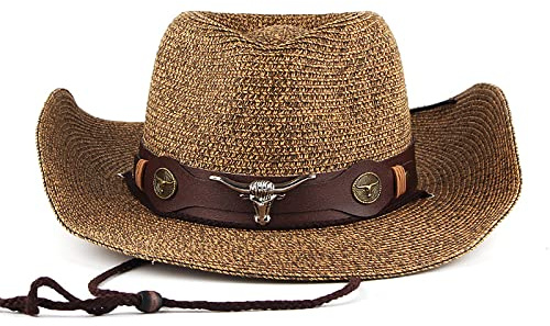 Herren Strohhut Panamahut Cowboy Hut Sommerhut Anti UV Panama Hut Sonnenstrohhut mit breiter Krempe Strandhut Weiblicher Sommer Hut Sonnen UV Schutzkappe UPF 50+