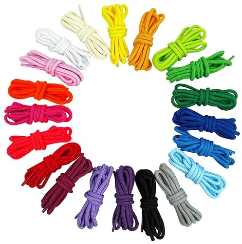 CENRONG Färgglada platta skosnören, 20 par runda skosnören sport snörning för löpning träningsskor, sneakers, skateboardskor, stövlar (20 färger), 20 färger, 128