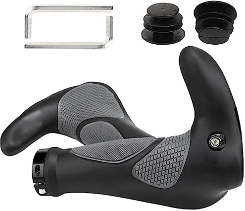 Fahrradgriff, Hörner Fahrradlenker, Fahrradgriffe Rutschfester, Griffe Geeignet für E-Bike, MTB Griffe rutschfest Weich, Fahrradlenker Griff Ergonomisch, Rutschfester Fahrradlenkergriff (Schwarz)