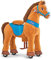 PonyCycle Pferd zum reiten, für Kinder 4–7 Jahre, 90cm Hoch, Reitpferd auf Rollen mit Handbremse, Schaukelpferd groß Rollen, Braunes Rollpferd, Basis Modell E - E437