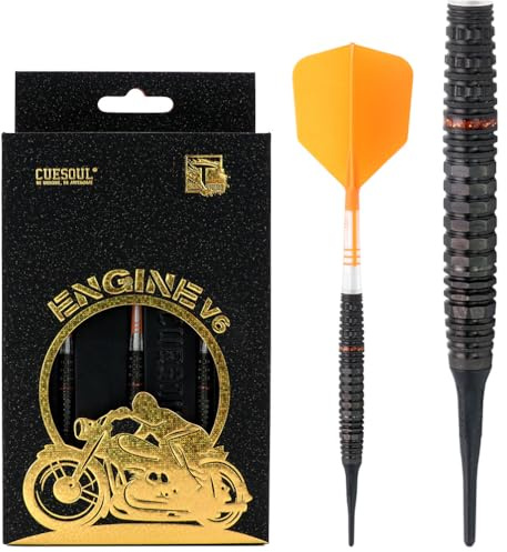 CUESOUL Engine V6 18g Punta Morbida 90% tungsteno Set di Freccette con Pittura a Olio rifinita e Volo unificante ROST T19 Carbonio