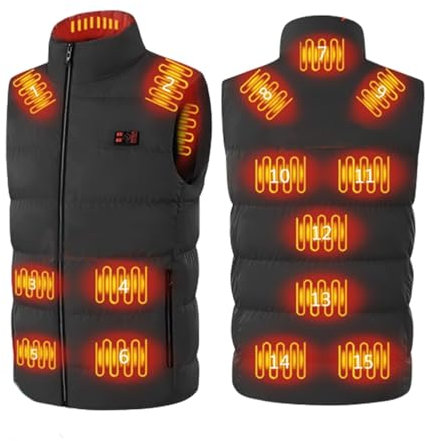 Battnot Beheizte Weste, Elektrische USB Beheizte Jacke für Herren und Damen Beheizbare Weste Jacke Daunenweste Warme Heizweste mit Heizung USB Lade Heheizte Kleidung für Outdoor Motorrad Camping