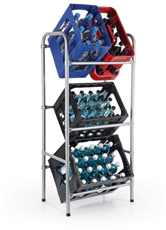 EASYmaxx Getränkekistenregal aus Metall für 3 Kästen | Platzsparende, praktische und organisierte Lagerung auf 3 Etagen | Kistenregal für Ordnung und Platz in Ihrem Zuhause