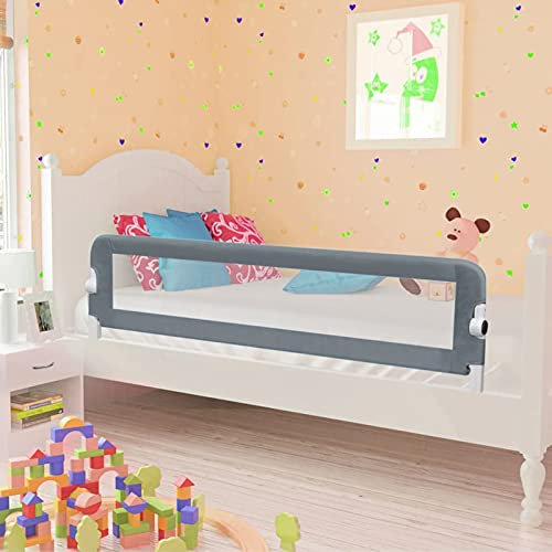 TANZEM KleinBaby-Bettschutzgitter, Rausfallschutz Bett, Bettgitter Rausfallschutz, Rausfallschutz Babybett, Bettumrandung Babybett, Grau 150x42 cm Polyester