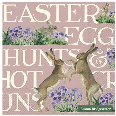 Emma Bridgewater Easter Hares Rose IHR Paper Table Napkins 33 cm Square 3 ply Lunch Napkins