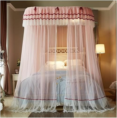 Betthimmel Luxury Palace Moskitonetz vom Boden bis zur Decke, U-Schienen-verschlüsseltes Betthimmel, mit Halterung, stabil Farbe: A4, Größe: 200 x 220