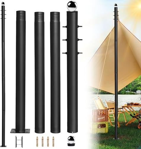 YuLuoXiang Kit di pali per vela resistenti da 3,5 m, base rinforzata, antiruggine, supporto multifunzionale per esterni, per terrazza, patio, cortile, tenda da sole, baldacchino, corde luminose e