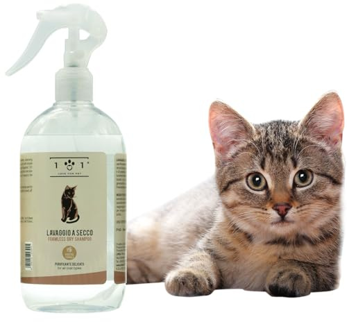 Shampoo a Secco Naturale e Vegetale per Gatto - Senza Bisogno di Acqua o Risciacquo - per Un Lavaggio a Secco Efficace, Linea 101 (500ml)
