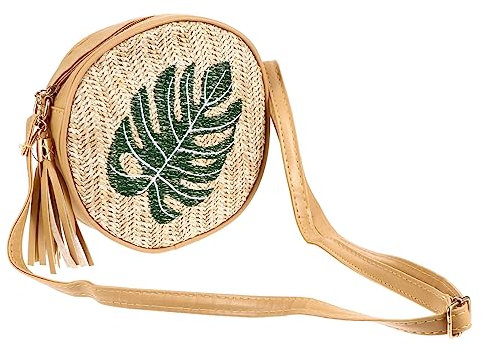 DEARMAMY 3 Stk geflochtene runde Tasche Sommer Strandtasche Stroh gewebte runde kleine Trage Umhänge Schulter e für frau Strohgewebte