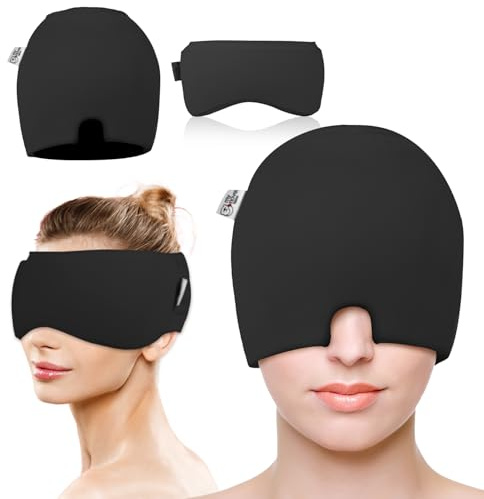 my novel things Migräne Maske und Augenmaske Kühlend Schlafmaske Kühlmaske | Kühlmaske Gesicht für Soforthilfe bei Migräne, 360° Vollständige Abdeckung Kühlende Kopfmaske, Entspannende Migräne Haube