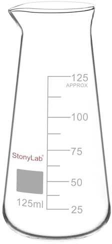 stonylab Glass Beaker, High Borosilicate Glass Triangular Beaker with Spout, Durable and Heat Resistant Glassware for Laboratory Use, Ideal for Mixing and Heating Liquids, 125 ml