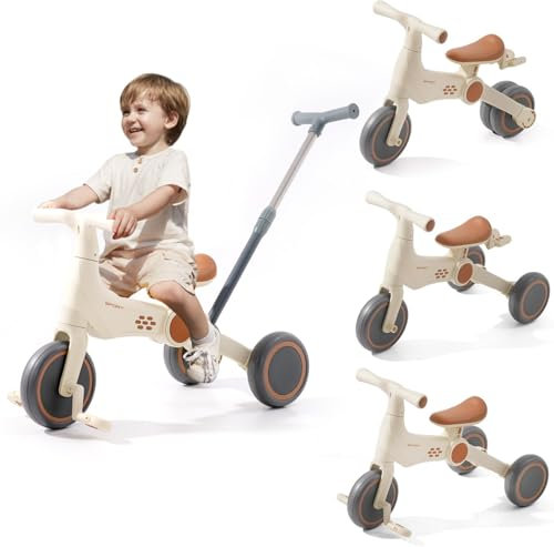 Forroby 4-in-1 Kids' Balance Bike,Baby Trike with Music,Tricycles for Toddlers with Handle,Sit and Ride Toys for 2-8 Year Olds Girl & Boy Indoor & Outdoor,Develops Confidence & Motor Skills