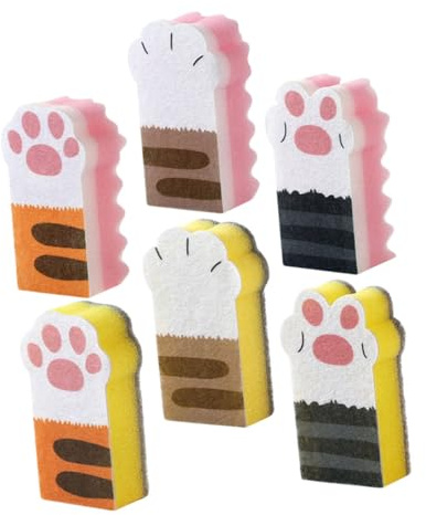 COLLBATH 6 Stück-Pack Katzenpfotenschwämme Küchen Reinigungsschwämme Scheuerschwämme Mehrzweck Haushaltsspülschwämme