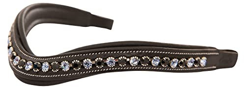 Exion - Banda para cejas de caballo para brida inglesa | Banda ecuestre acolchada de forma curvada para espectáculos y doma | Banda de cristal azul turquesa para caballos