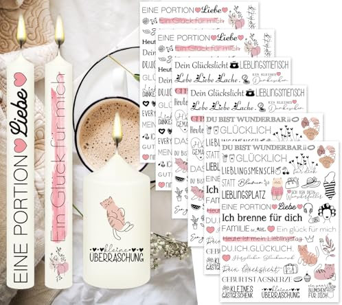 Farbeele 6 Stück Kerzentattoo Wassertransferdruck, 19x14cm Wasserschiebefolie für Kerzen, Kerzenaufkleber, Kerzendekoration für Weihnachten und DIY-Projekte, Einfache Anwendung (Entspannen)