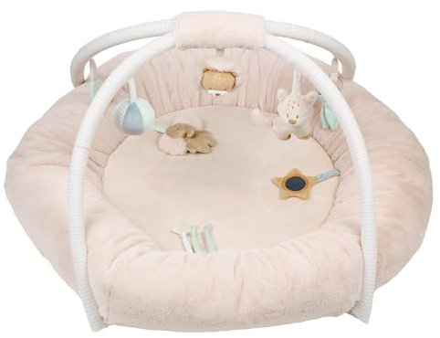 Nattou Krabbeldecke mit Spielbogen und verschiedenen Aktivitäten, Aus Polyester, Ca. 91 cm, Flo, Oli & Ernest, Flo Beige