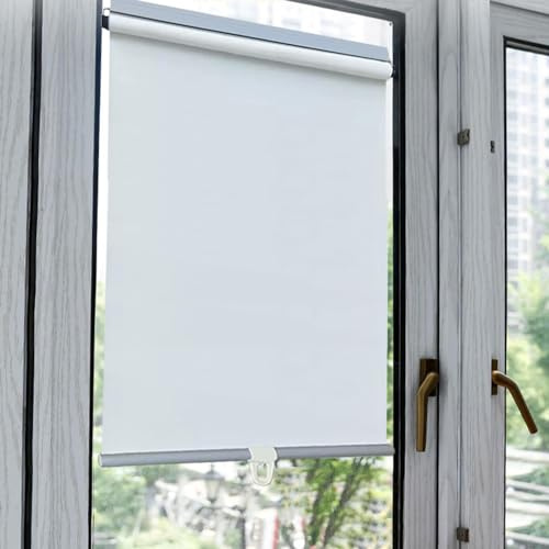 Estor enrollable opaco con resorte para ventanas, persianas retráctiles para balcón, protección solar temporal, persianas enrollables para privacidad, 138 pulgadas, color blanco, 40 x 150 cm