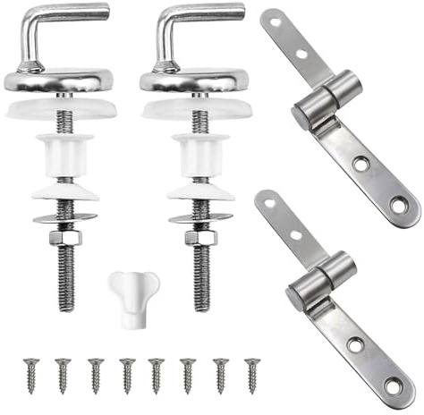 POPAPIE 2 Pièces Attaches Charnière Abattant WC,Kit de Fixation Abattant WC,Charnières de Siège de Toilette en Acier Inoxydable Convient à la Plupart des Toilettes