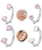 MODRSA 18G Hufeisen Nasenpiercing, 8mm Edelstahl CZ Nasenring Piercing Innengewinde Nostril Nasenring Silber Gold Septum Ring für Damen Herren