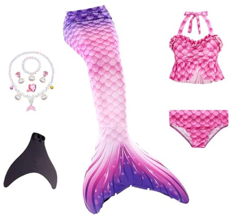 Generisch 5er-Packung Sommerkleidung Mit Ozean-Glitzer-Dekoration Cosplay 𝐁adeanzug 𝐊inder 𝐌äDchen,S-130