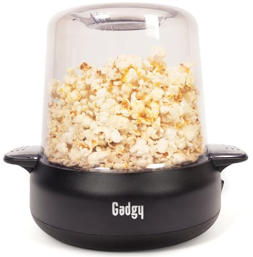 Gadgy Premium Popcorn Machine – Electric Popcorn Maker - Matt Black | with Non-Stick Plate & 2-in-1 Bowl Lid - Fast 5-Min Popper for Home