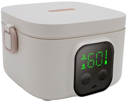 Bewinner Elektrische Beheizte Lunchbox für Auto, LKW, Zuhause, 500 Ml 25W Tragbarer Lebensmittelwärmer, 7 Zahnrad Timer Schneller Heizung Isoliert Edelstahl Elektrischer