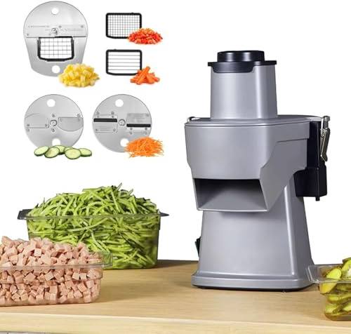 Cortador eléctrico de verduras, cortador de alimentos multifuncional 4 en 1 para rebanar, triturar, cortar en dados, uso comercial y doméstico