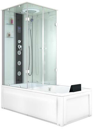 AcquaVapore Dusche Wanne Kombination K05-R01-EC Duschkabine 90x180 cm mit 2K Scheiben Versiegelung