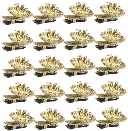 Portacandele per albero di Natale 20 pezzi a forma di fiore in oro con supporto in metallo con clip per decorazioni per feste di compleanno per albero di Natale - Portacandele