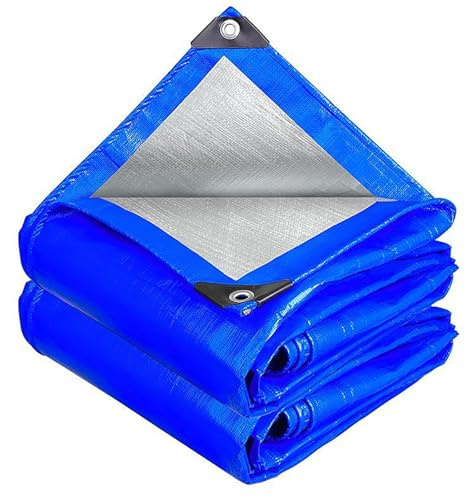 Tarpaulin 250 x 250 cm Heavy Duty, with Eyelets Multipurpose Tarp Easy to Wash for Camping, Garden, Greenhouse, Outdoor Furniture, Trailers & Sheds, Navy Blue