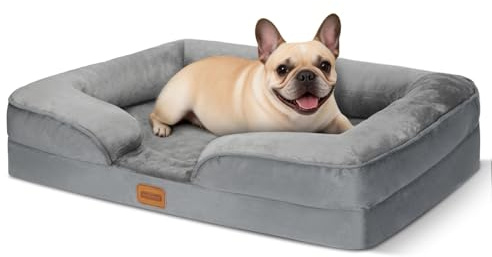 Nobleza Letto-Sofa Ortopedico per Cani di Media Taglia, con Schiuma Viscoelastica, Lavabile e Impermeabile, 71 * 58 * 17cm, Grigio