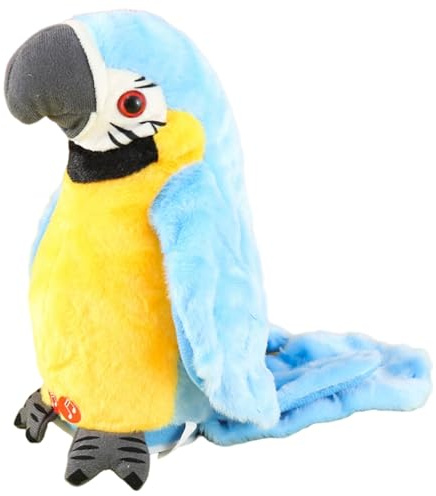 Perroquet parlant, 2 pièces, jouet en peluche vive, interactif, répète ce que vous avez dit, jouets électroniques pour oiseaux pour garçons et filles, fête d'anniversaire, pas de batterie, bleu