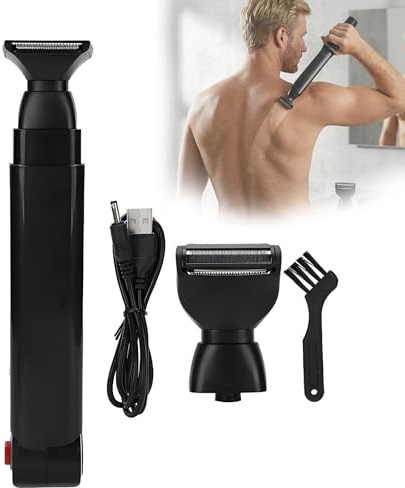 Back Shavers for Men,Electric Body Groomer with Adjustable Handle,2 Shock Absorber Flex Heads,Long Handel Electric Back Razor, Mens Body Groomer for Back, Chest, and Shoulders (A)
