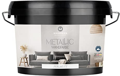 Wanders Metallic Wandfarbe Perlmutt (1 Liter) moderne Metallic Effekt Wandfarbe in 9 exklusiven Farbtönen, Effektfarbe innen für Zuhause, Made in Germany