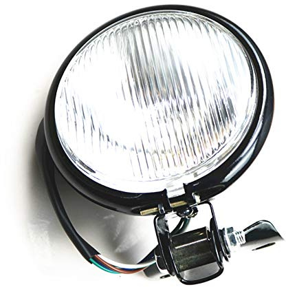 5 zoll Motorrad Scheinwerfer Kopf Lampe Licht für Cafe Racer Vintage Retro Bobber CB Alte Schule Benutzerdefinierte (Schwarz/Klar)