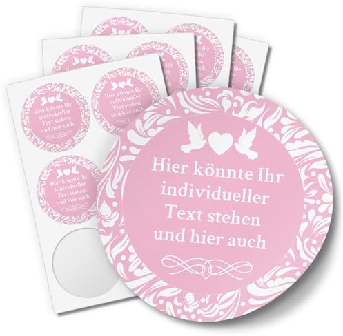 24 PERSONALISIERTE runde Etiketten zur Hochzeit mit Motiv: rosa - Ihre Aufkleber online selbst gestaltet, ganz individuell