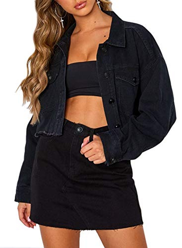 Jean Jacket - Schwarze Jeansjacke in Übergröße für Damen, M