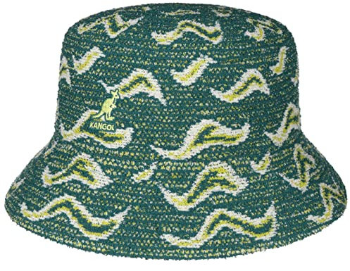 Kangol Wave Camo Bucket Fischerhut Stoffhut Anglerhut Damen/Herren - mit Futter Winter Herbst-Winter - M (56-57 cm) Petrol