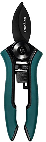 Berry&Bird Garden Pruning Shear, 155mm Gardening Hand Pruner with Stainless Steel Blades, Micro-Tip Pruning Snips with Teflon Coating Precision Blades for Trimming Plants & Hydroponic Herbs