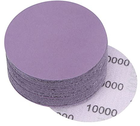 sourcing map 30Pcs 3-Inch Purple Sanding Discs 10000 Grits Hook and Loop Professional Aluminum Oxide Sand Paper Wet Dry Polish for Wood Metal Paint Finishing