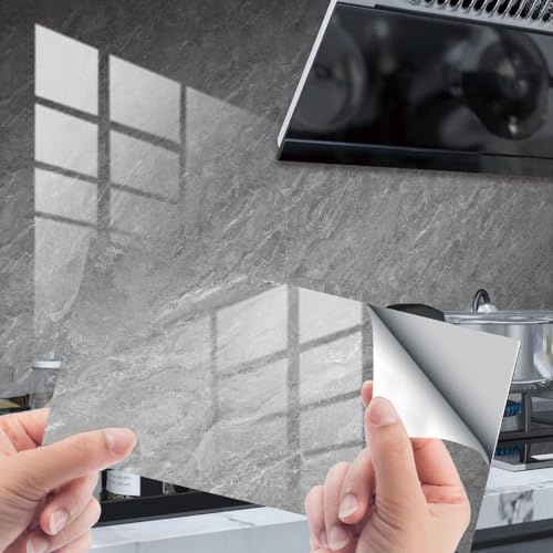 HORIWE Marble Tile Stickers 16pcs for Bathroom Kitchen Backsplash Waterproof Oil Proof DIY Self Adhesive New PVC Wall Stickers Home Decor 12x6 Inches