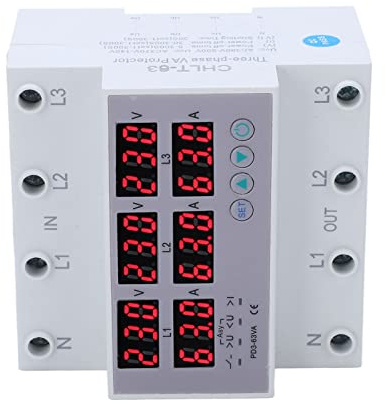 Voltmetro Amperometro su Guida DIN, CHLT 63 Voltmetro su Guida DIN Trifase Amperometro Protezione Sovracorrente Sovratensione Automatica AC230-300V