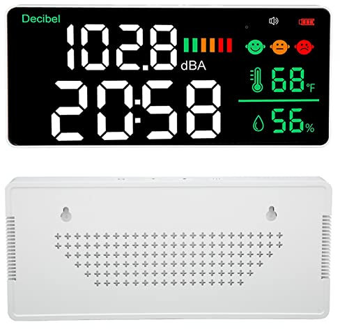 Wall Mounted Decibel Meter, 11in Digital LED Noise Meter, Temperature& Humidity Display, Sound Level Measure Device with USB Cable for School Industry Home