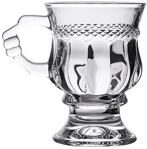 OLOTU Pratique Verres à bière Vintage français congélateur compatibles Ambre en Relief Petites chopes à bière avec poignée Tasse à bière Verre Tasse à thé au Lait Brun Polyvalent