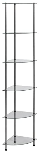 vidaXL Regal mit 6 Ablagen Transparent 30x30x160 cm Hartglas